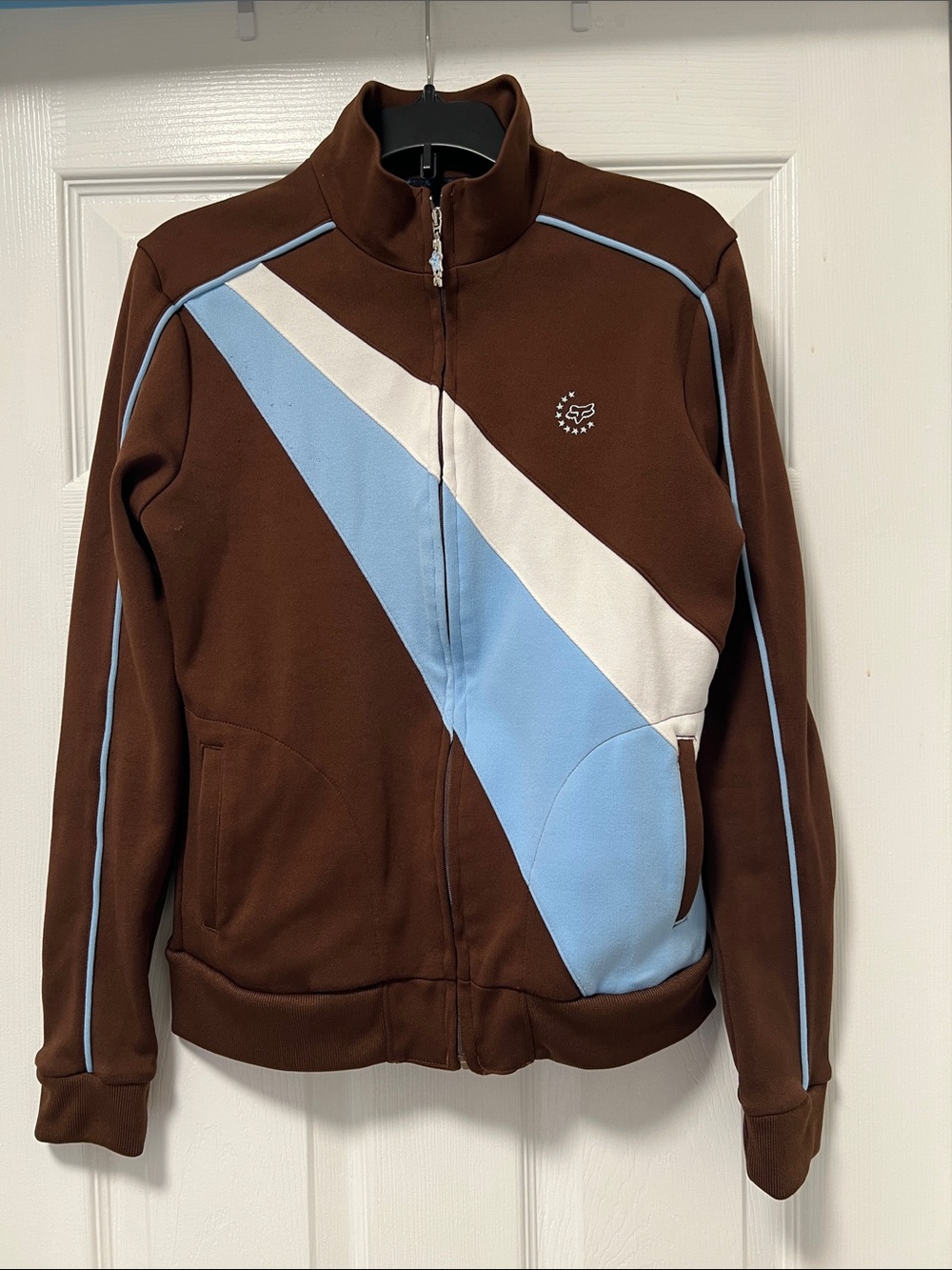 Fox Racing Women’s Jacket with Light Blue & White Diagonal Stripe